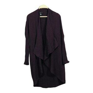Willi Smith Women Cardigan Sweater Tunic Size S Purple Open Extra Long Kimono